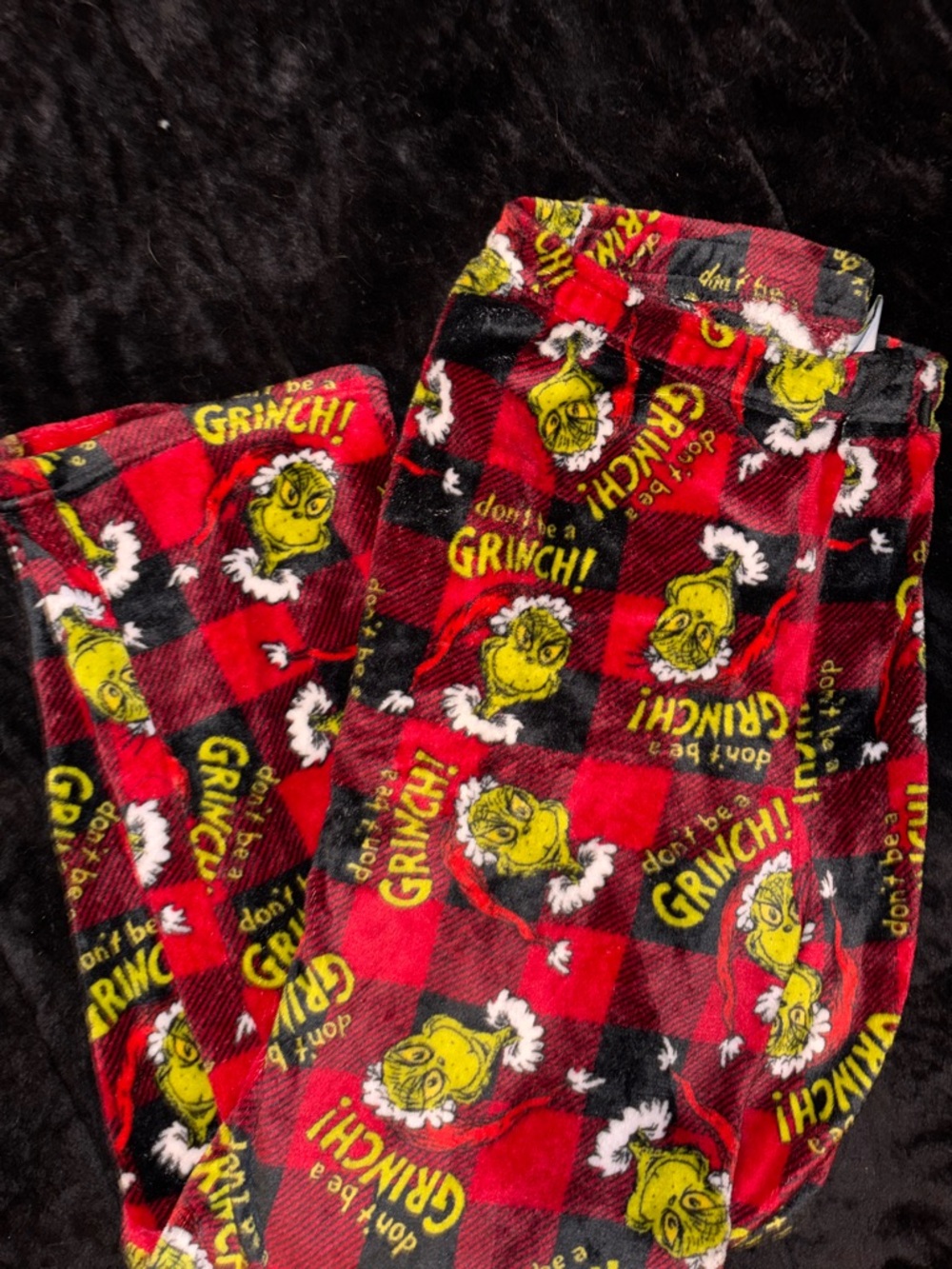 The Grinch Holiday Plush Pajama Pants - Red Plaid